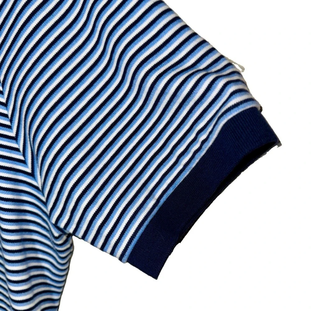 VTG 90s Polo Ralph Lauren Knit Shirt XXL Baby Blue Navy White Stripe Orange Pony